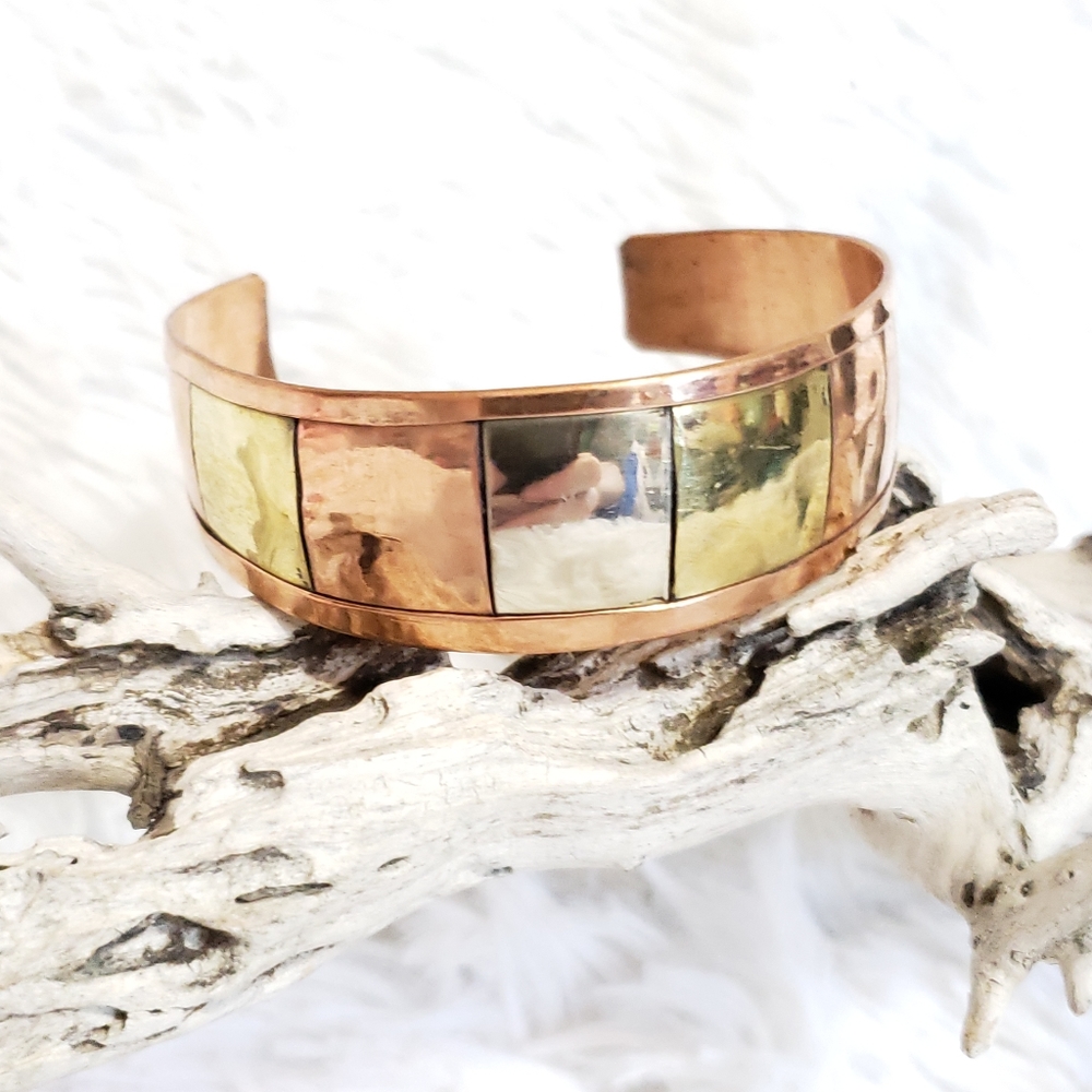 Artisan Copper Square Flexible Cuff Bracelet - image 3